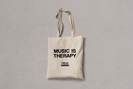 MUSIC IS THERAPY TOTE BAG - NATURAL WHITE