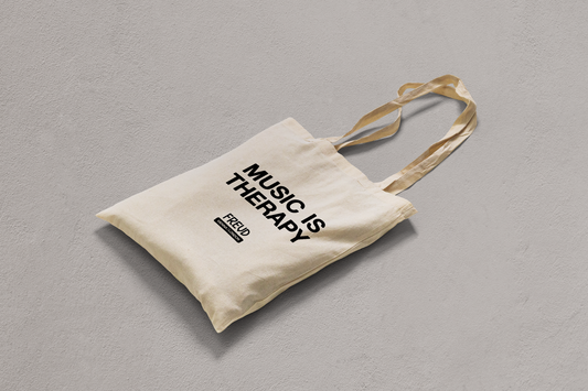 MUSIC IS THERAPY TOTE BAG - NATURAL WHITE